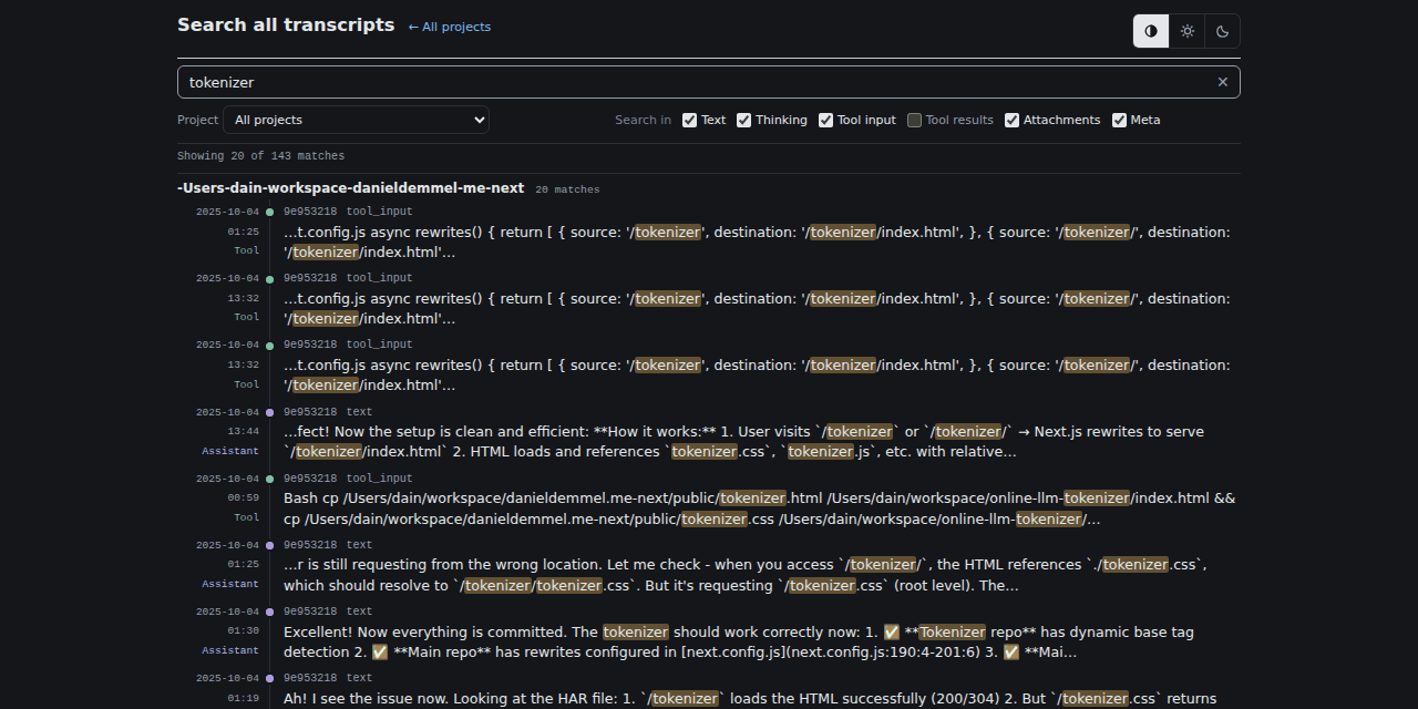 The same search in the dark scheme